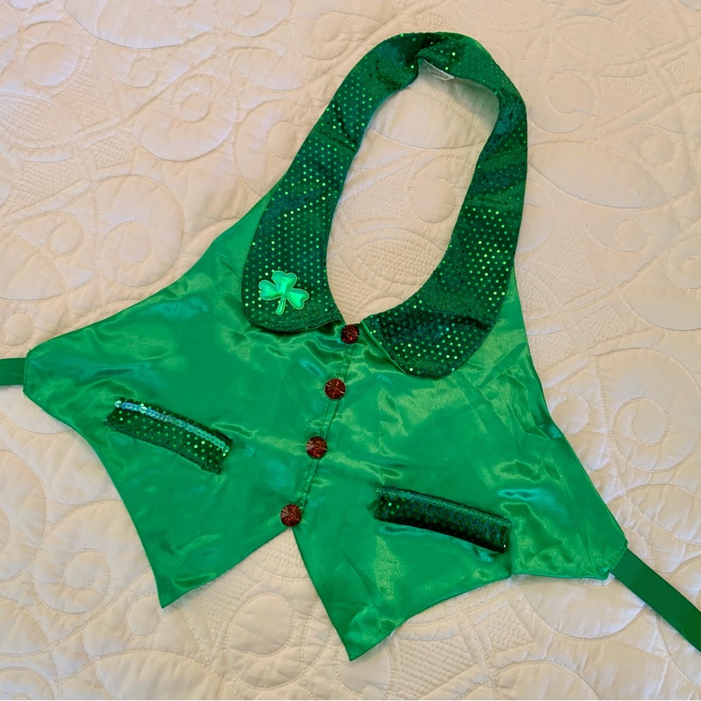 Halter, Vest, (Green Sequin Shamrock Costume Vest) St Patrick’s - Picture 2 of 2